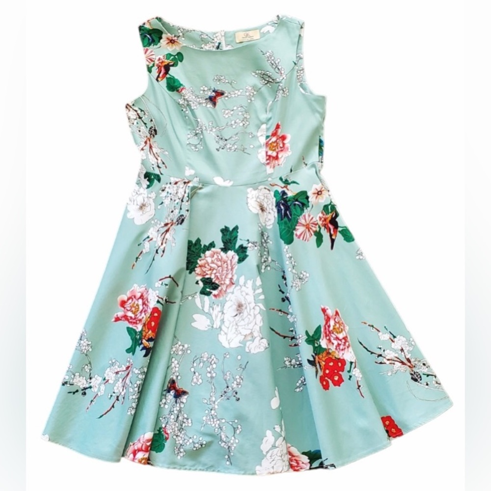 Floral Sleeveless Dress in Green